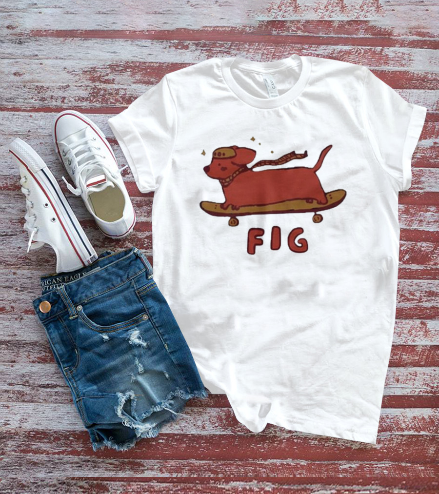 FIG Woof Skateboarding Dog With Hat And Scarf T-Shirt