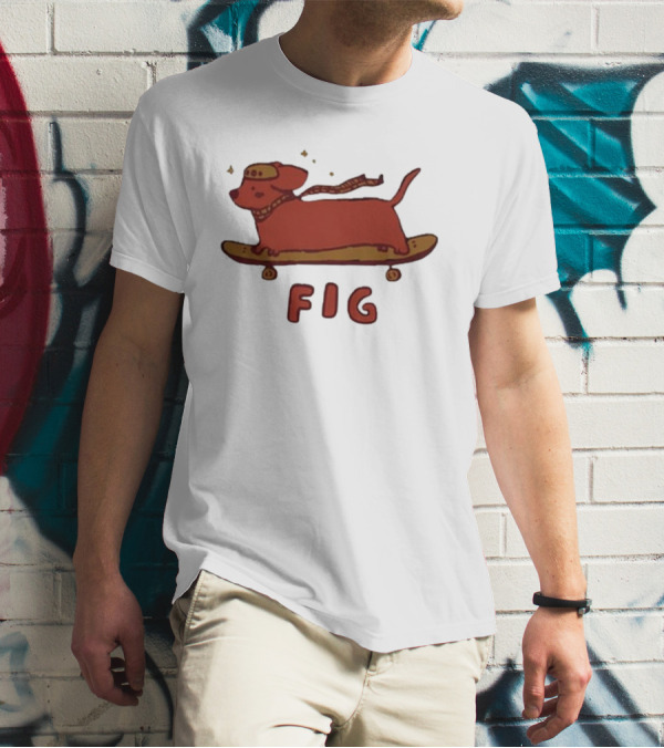 FIG Woof Skateboarding Dog With Hat And Scarf T-Shirt
