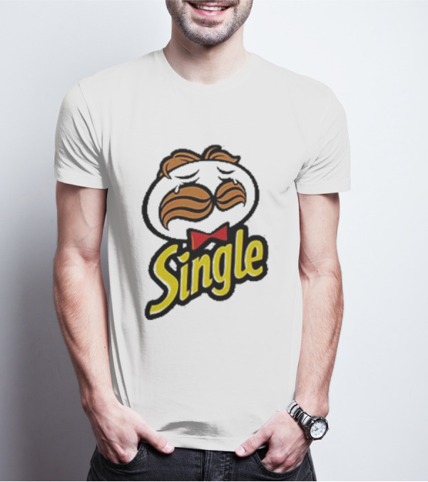 Single Pringle Crying Icon With Mustache And Red Bowtie T-Shirt
