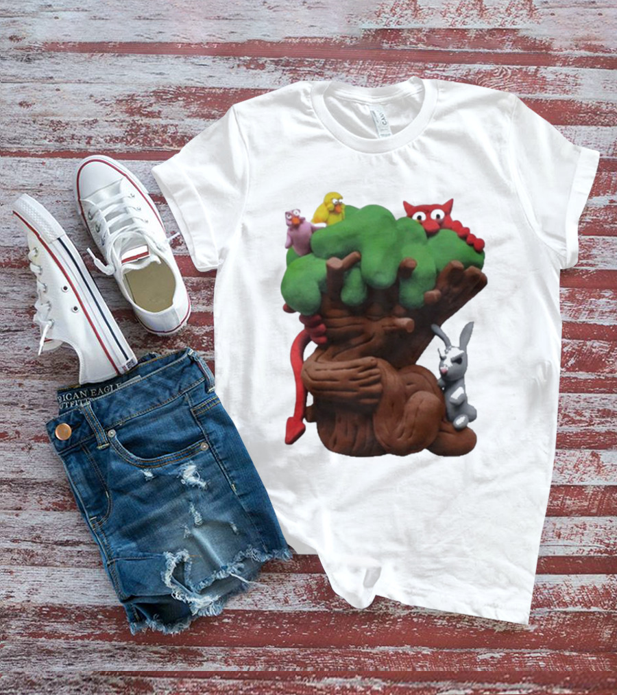 Spookywoods Tree With Animals And Cartoon Creatures T-Shirt