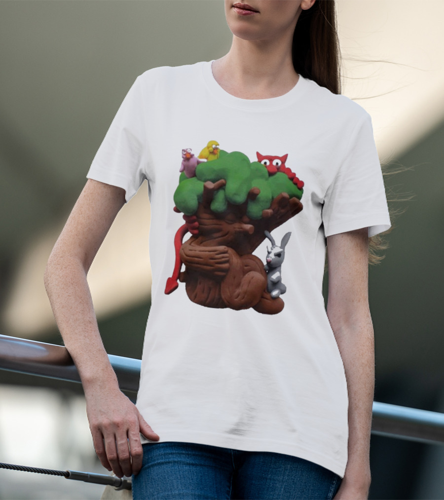 Spookywoods Tree With Animals And Cartoon Creatures T-Shirt