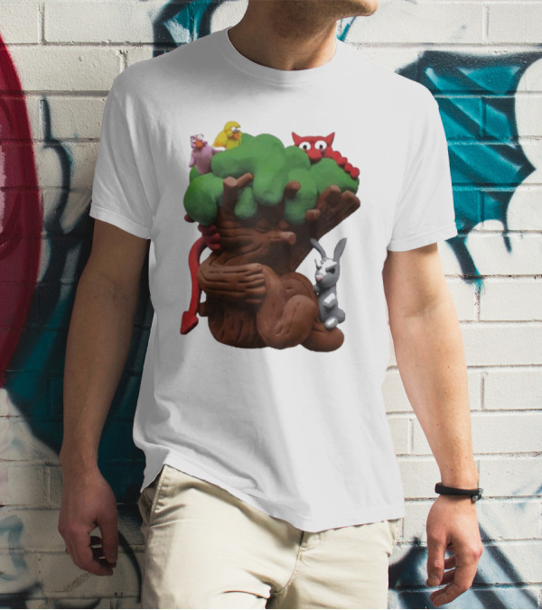 Spookywoods Tree With Animals And Cartoon Creatures T-Shirt