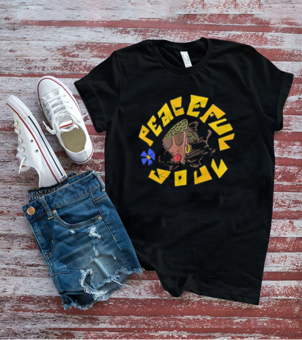 Whoisumi Peaceful Soul Retro 70s Vibe With Afro Hairstyle And Colorful Flower T-Shirt