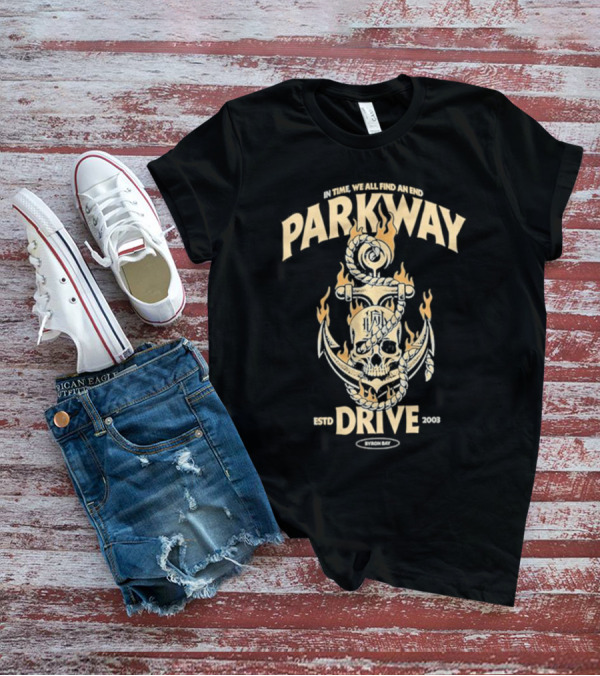 Parkway Drive In Time We All Find An End Skull Anchor Estd 2003 Byron Bay T-Shirt