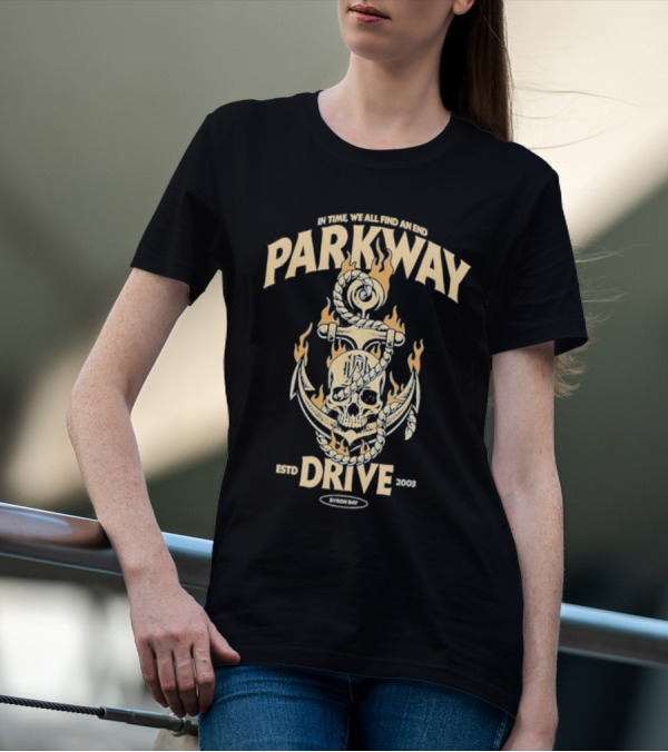 Parkway Drive In Time We All Find An End Skull Anchor Estd 2003 Byron Bay T-Shirt