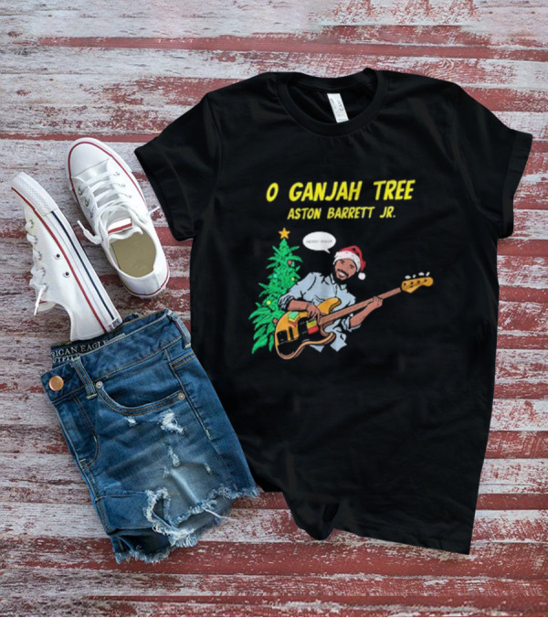 O Ganjah Tree Holiday Christmas Aston Barrett Jr Santa Hat Playing Guitar T-Shirt
