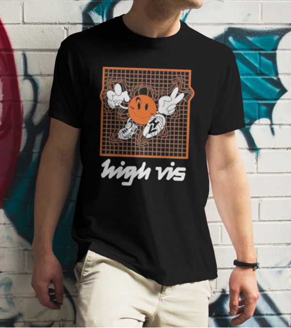 High Vis Retro Grinning Basketball Peace Sneakers T-Shirt