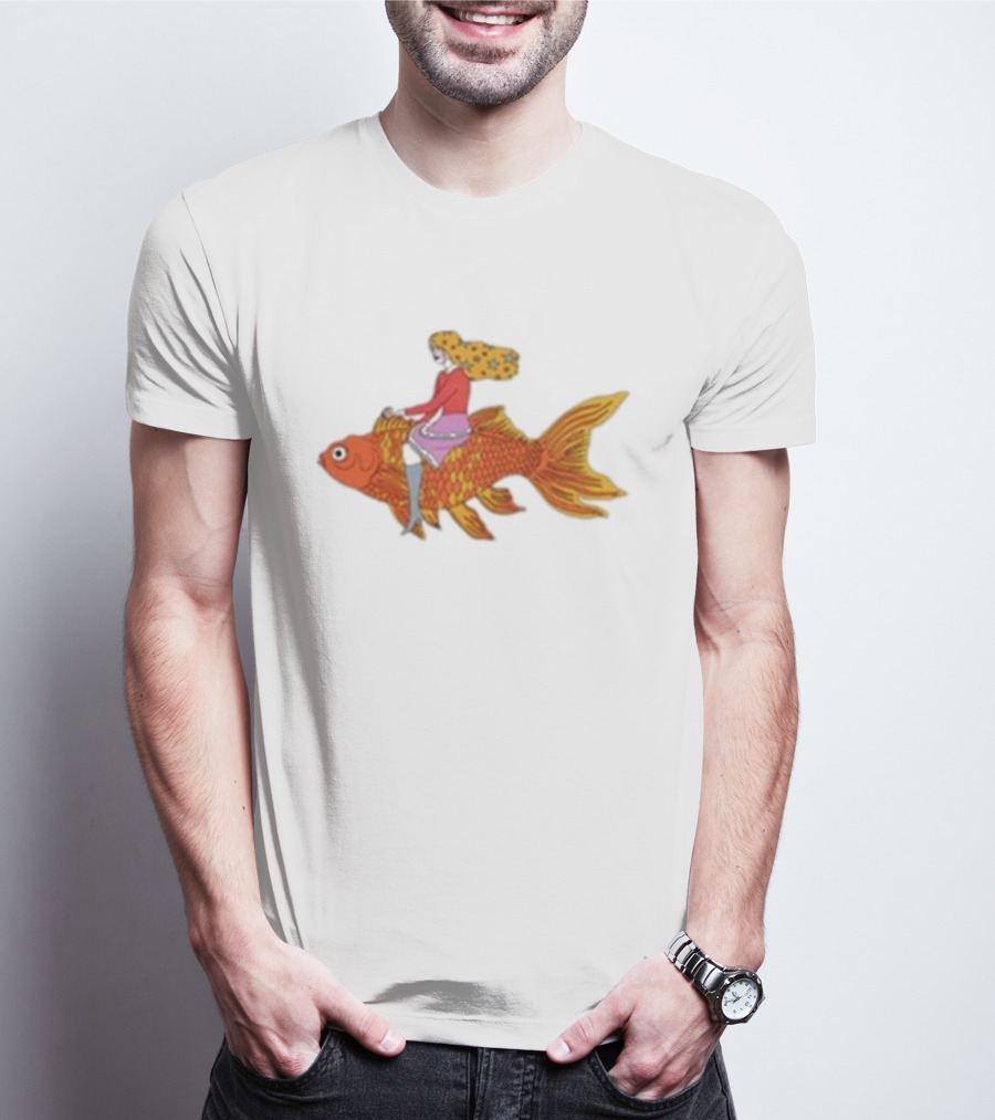 Kate Bollinger Riding Goldfish Retro Style Motif T-Shirt