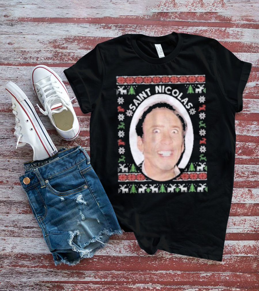 Saint Nicolas Cage Ugly Christmas Sweater T-Shirt