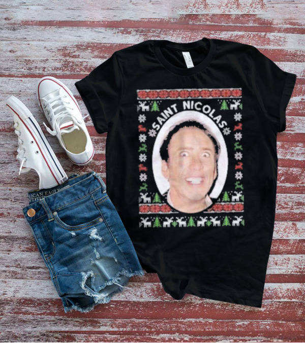 Saint Nicolas Cage Ugly Christmas Sweater T-Shirt