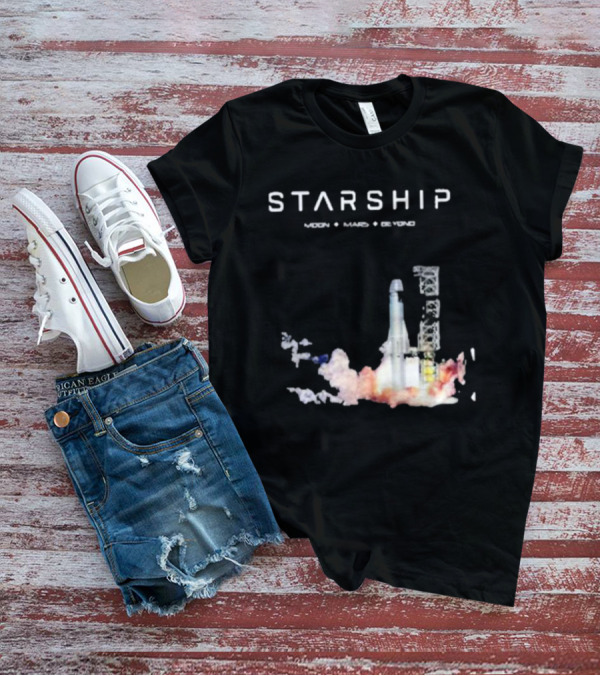 Starship Moon Mars Beyond 2025 Launch Rocket Vision T-Shirt