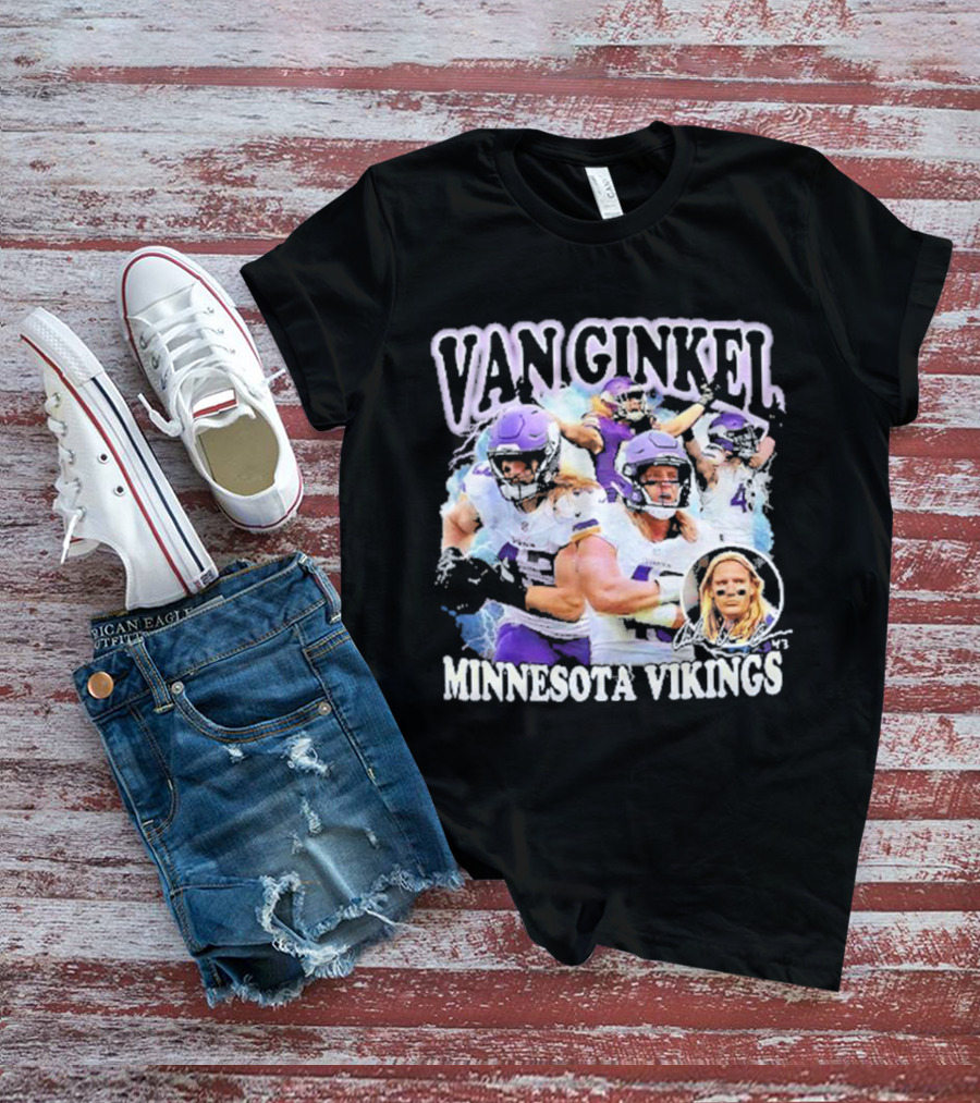 Van Ginkel Minnesota Vikings Football Action Montage T-Shirt