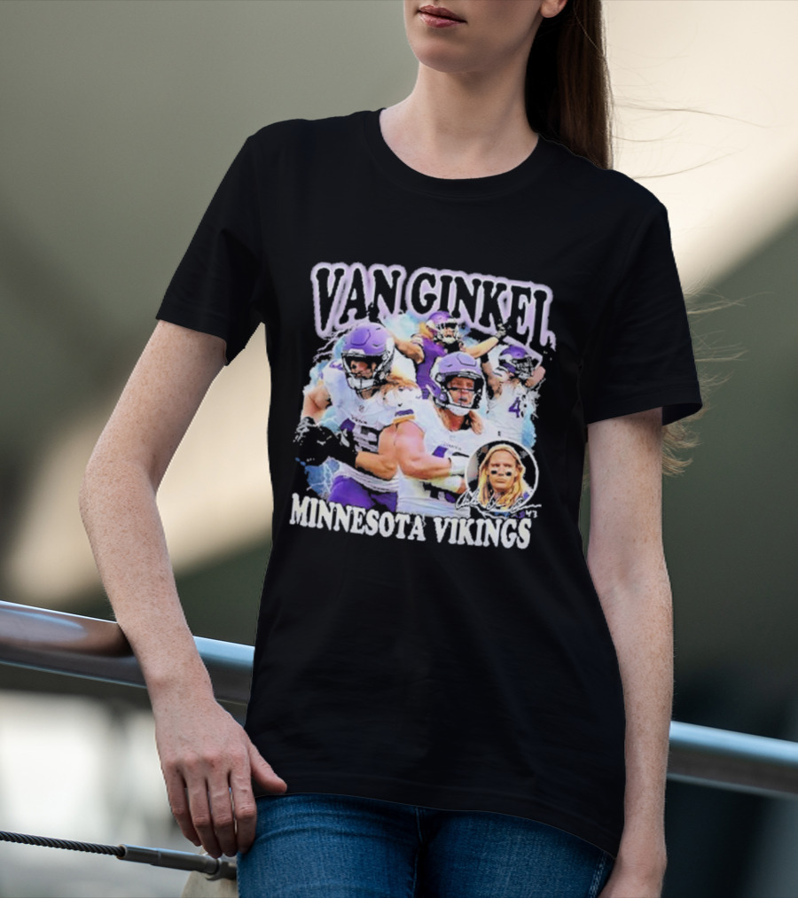 Van Ginkel Minnesota Vikings Football Action Montage T-Shirt