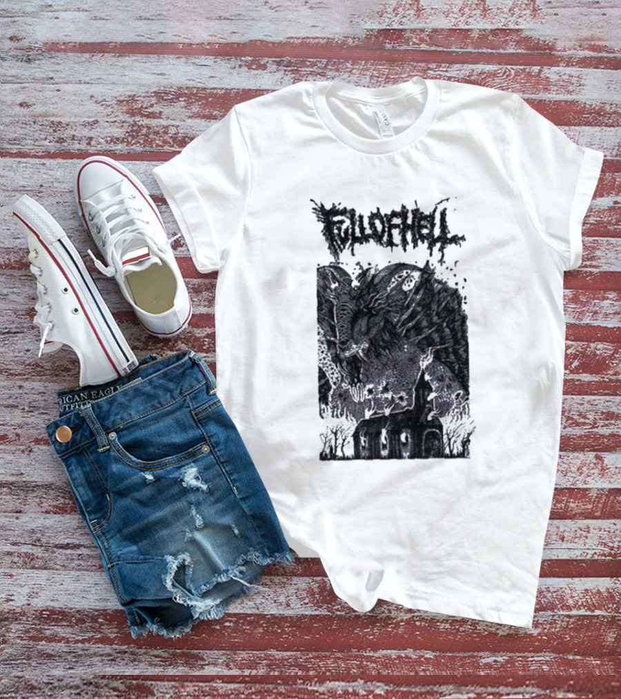 Full Of Hell Demon Goat Over Church Scene T-Shirt