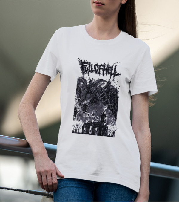 Full Of Hell Demon Goat Over Church Scene T-Shirt