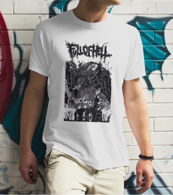 Full Of Hell Demon Goat Over Church Scene T-Shirt