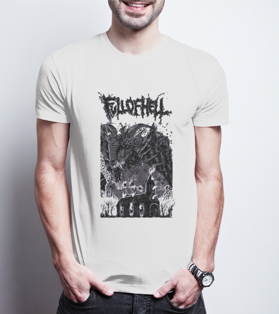 Full Of Hell Demon Goat Over Church Scene T-Shirt