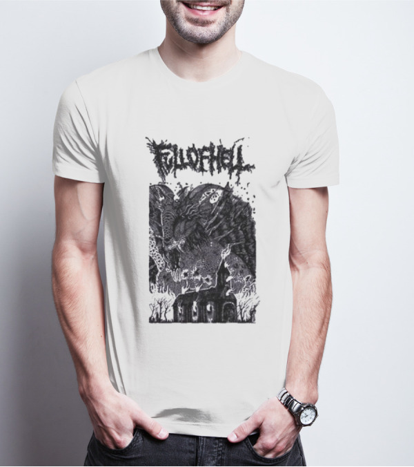 Full Of Hell Demon Goat Over Church Scene T-Shirt