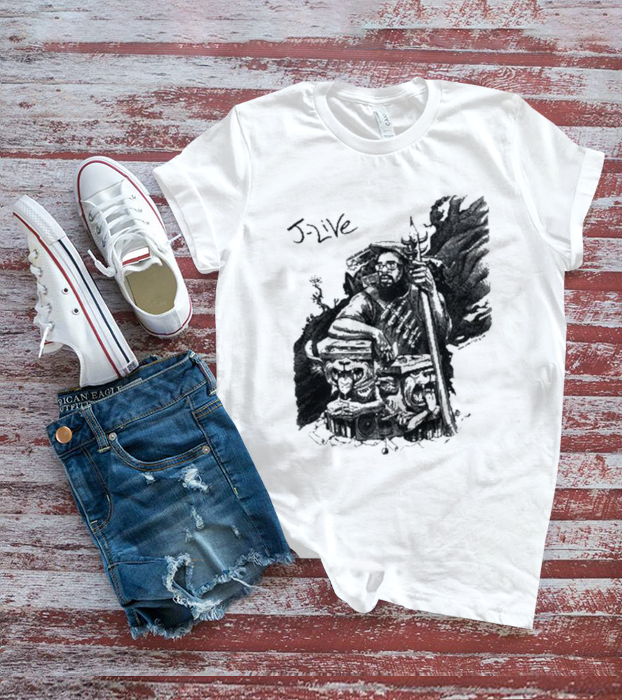 J-Live Realjlive Dan Lish Artwork Featuring Mythical Figures And Detailed T-Shirt