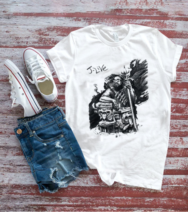 J-Live Realjlive Dan Lish Artwork Featuring Mythical Figures And Detailed T-Shirt