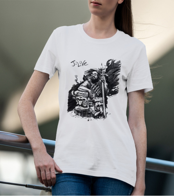 J-Live Realjlive Dan Lish Artwork Featuring Mythical Figures And Detailed T-Shirt