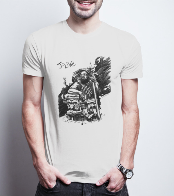 J-Live Realjlive Dan Lish Artwork Featuring Mythical Figures And Detailed T-Shirt