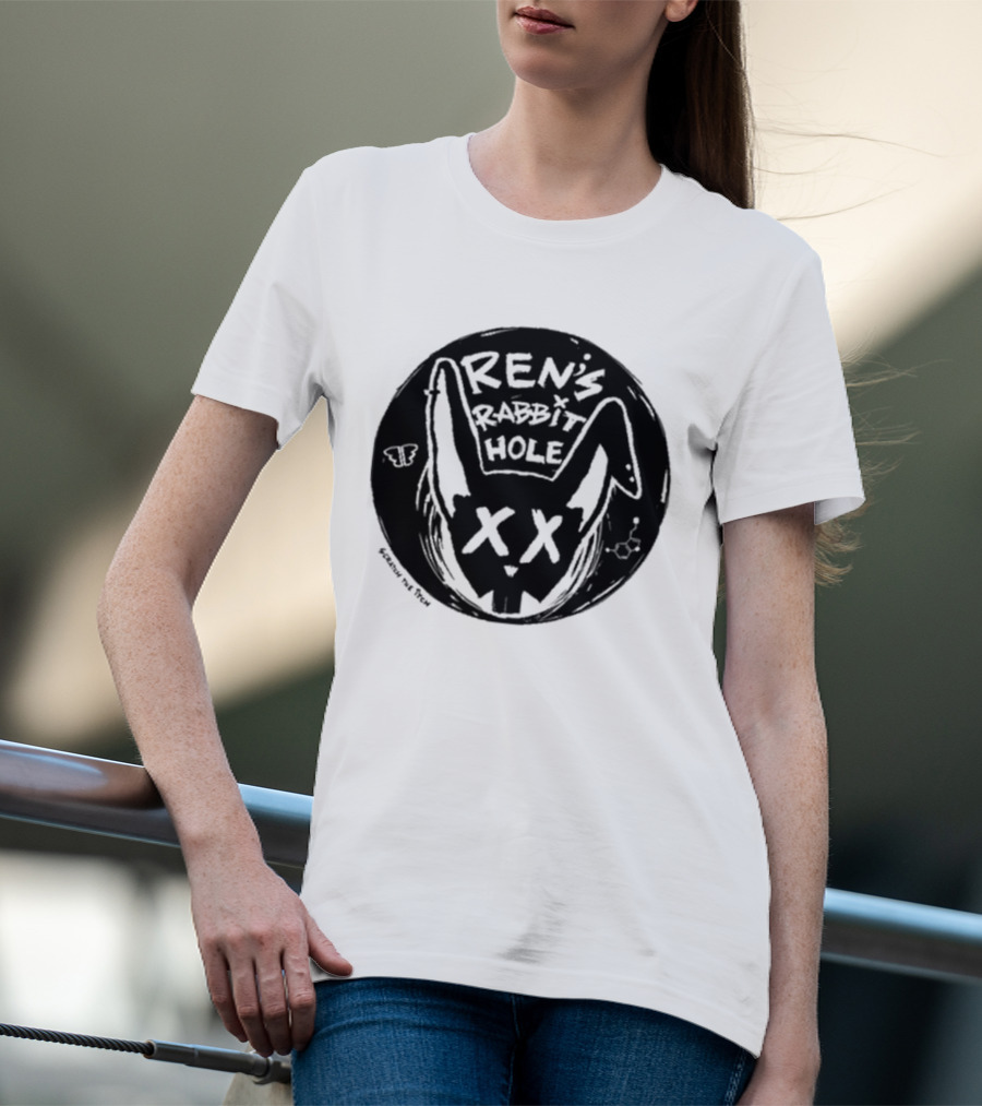 Ren's Rabbit Hole XX Black And White Butterfly Sketch T-Shirt