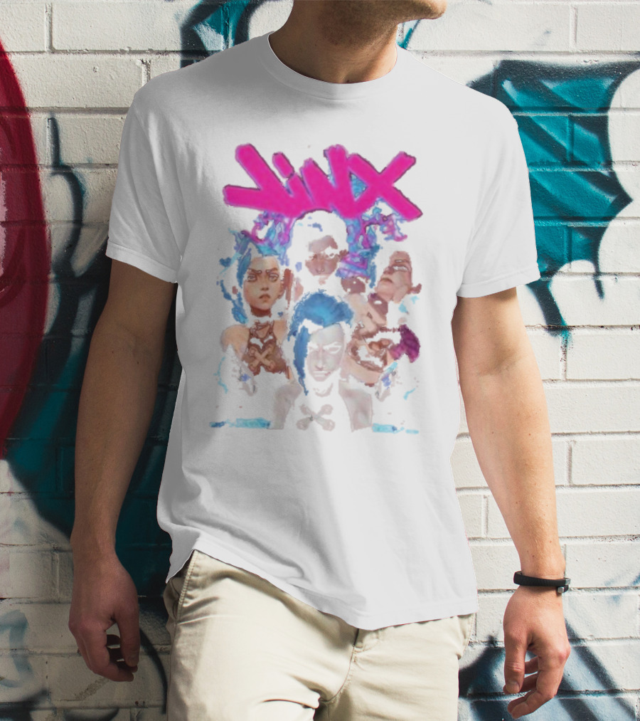 Jinx Arcane Vintage League Of Legends Character Montage T-Shirt