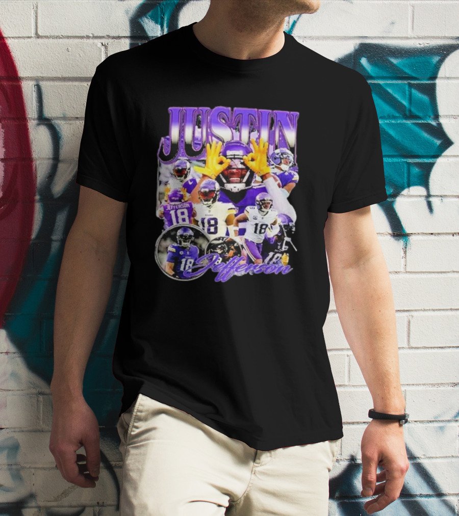 Justin Jefferson Wide Receiver 18 Minnesota Vikings Football Player T-Shirt