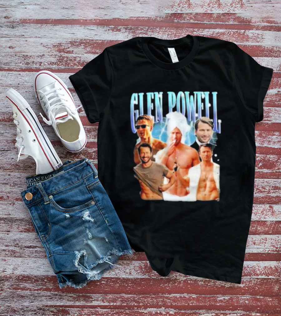 Glen Powell Kelsospade Multiphoto Collage T-Shirt