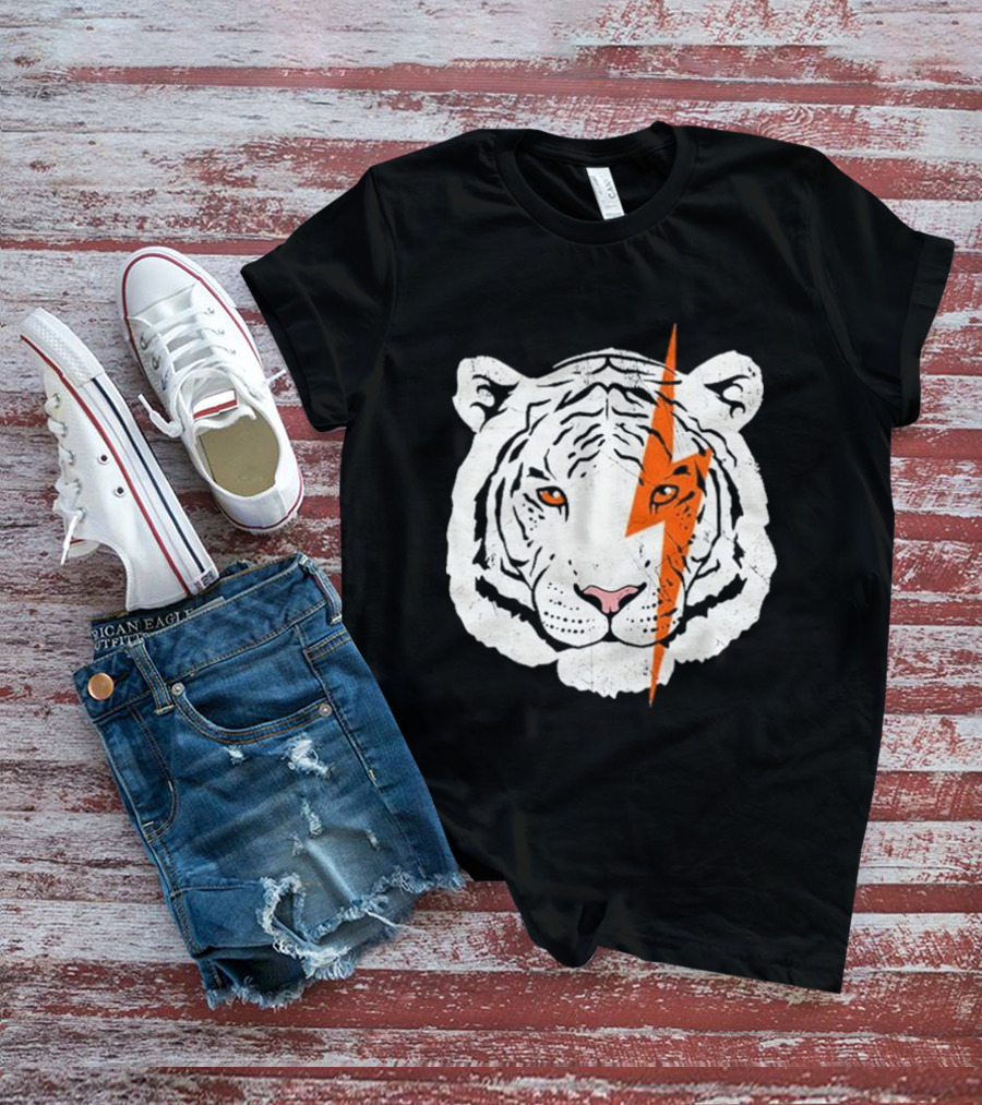 White Tiger Lightning Bolt Face T-Shirt