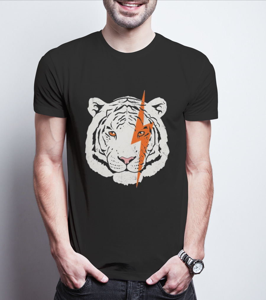 White Tiger Lightning Bolt Face T-Shirt