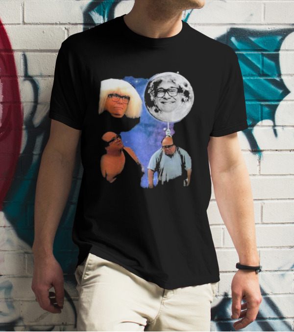 Three Wolf Moon Danny DeVito Mashup With Cosmic Moon Faces T-Shirt