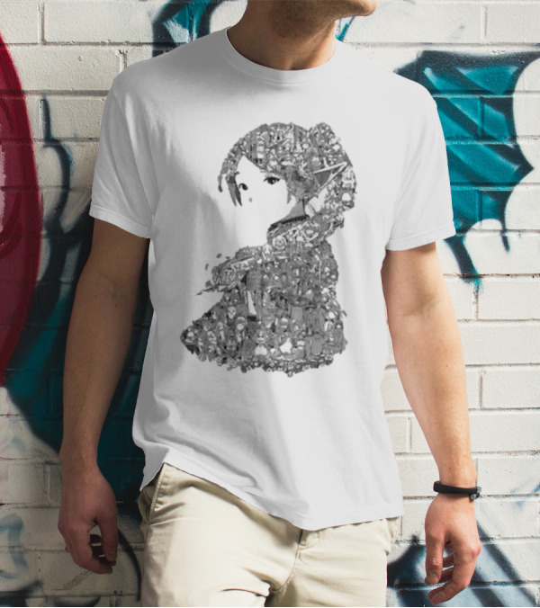 Turned Ninja Frieren Manga Collage Character T-Shirt