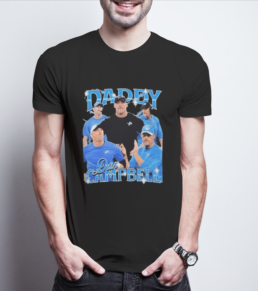 Daddy Dan Campbell Detroit Lions Football Coach Collage T-Shirt