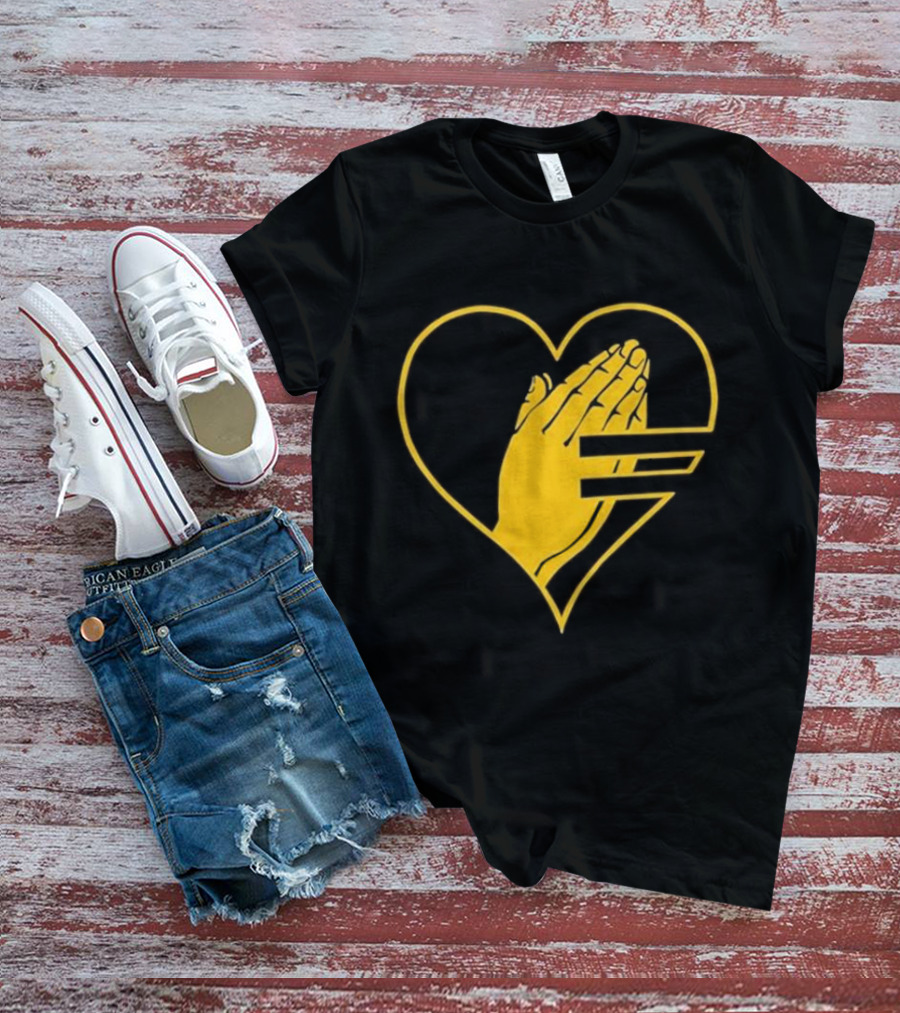God Is Love Heart Praying Hands Yellow Equality T-Shirt