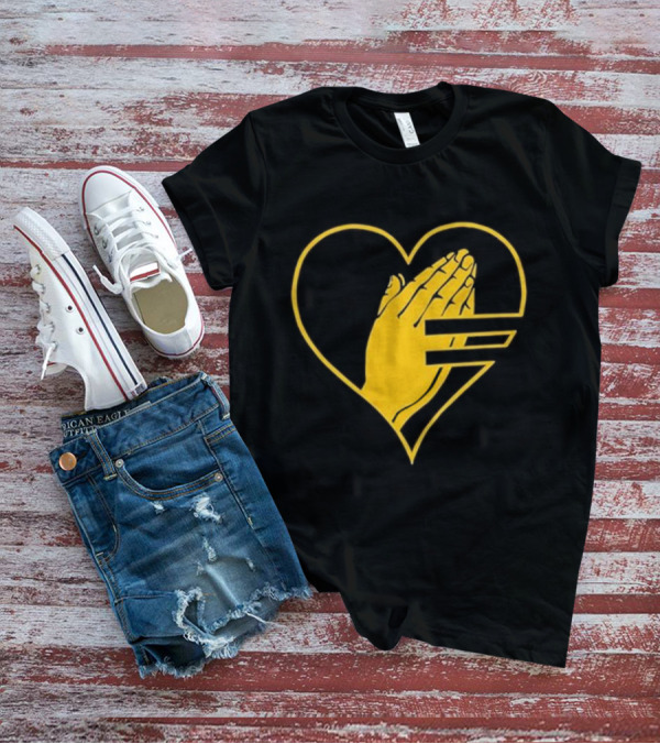 God Is Love Heart Praying Hands Yellow Equality T-Shirt
