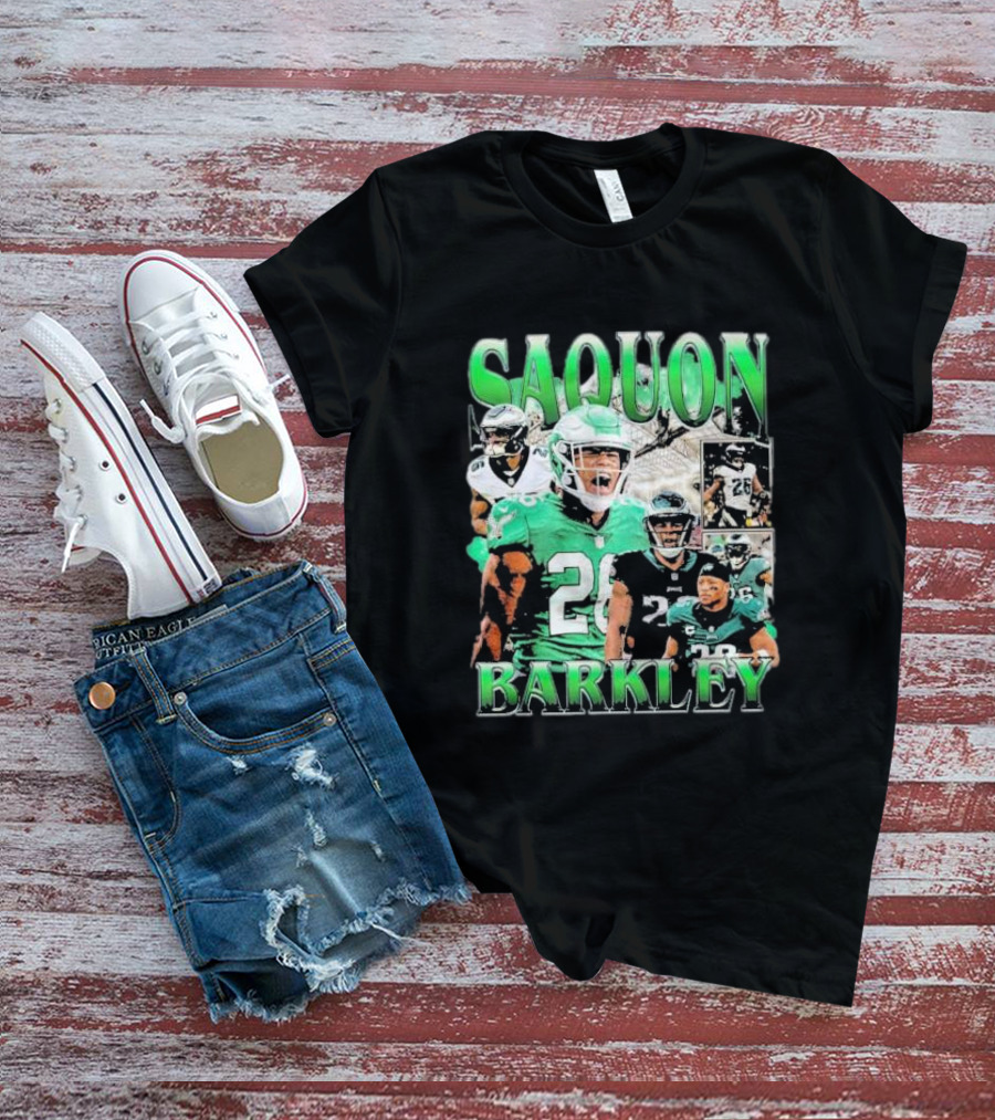 SAQUON BARKLEY Players In Green And Black Jersey Collage T-Shirt