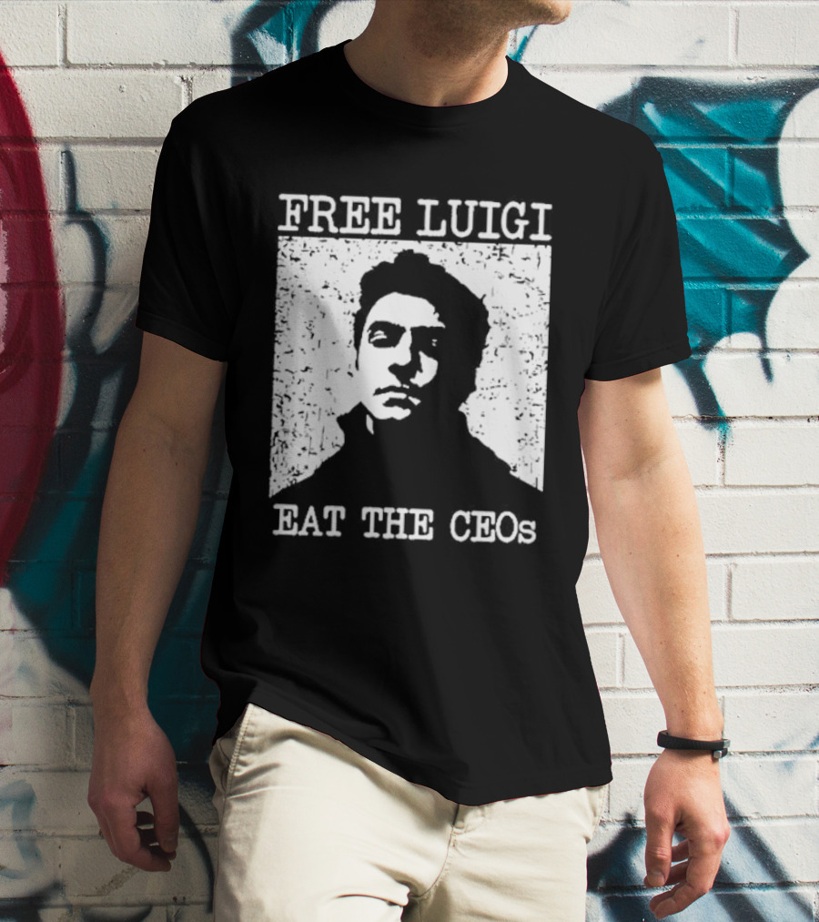 Free Luigi Eat The CEOs Stencil T-Shirt
