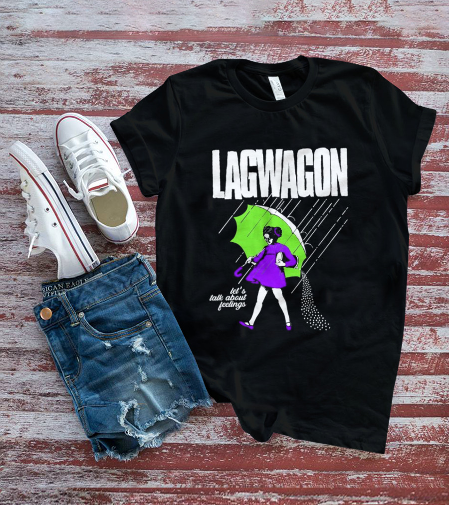 Lagwagon Let’s Talk About Feelings Green Umbrella Rain Girl Salty T-Shirt