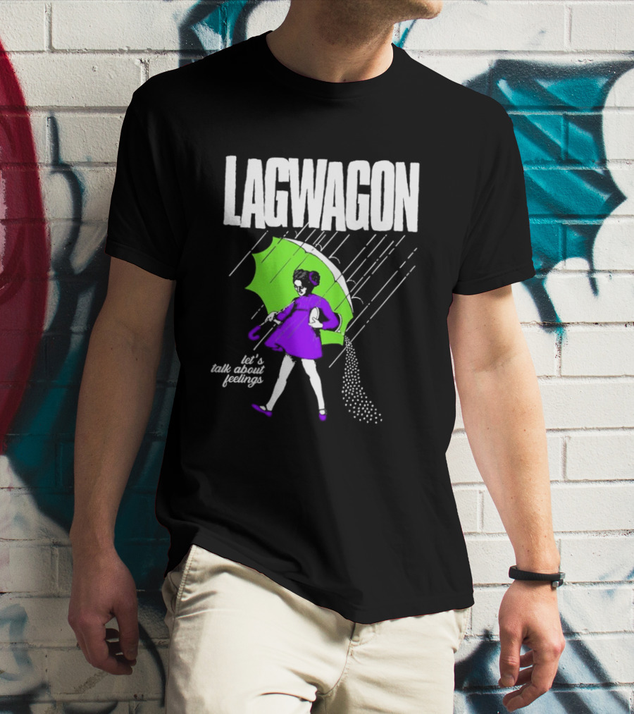 Lagwagon Let’s Talk About Feelings Green Umbrella Rain Girl Salty T-Shirt