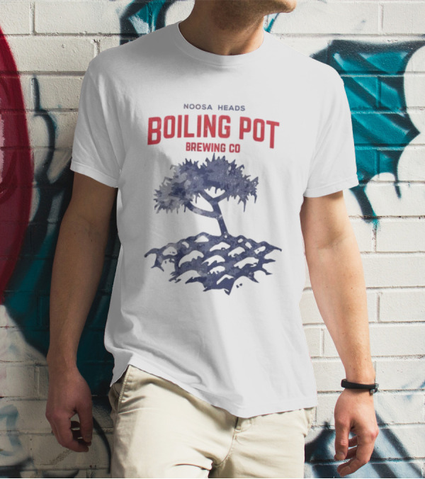 Noosa Heads Boiling Pot Brewing Co Tree And Waves T-Shirt