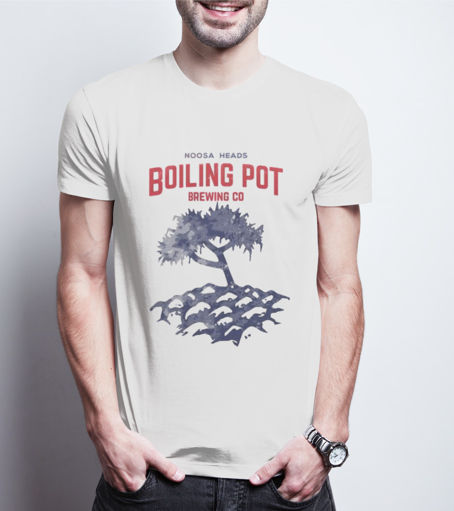 Noosa Heads Boiling Pot Brewing Co Tree And Waves T-Shirt