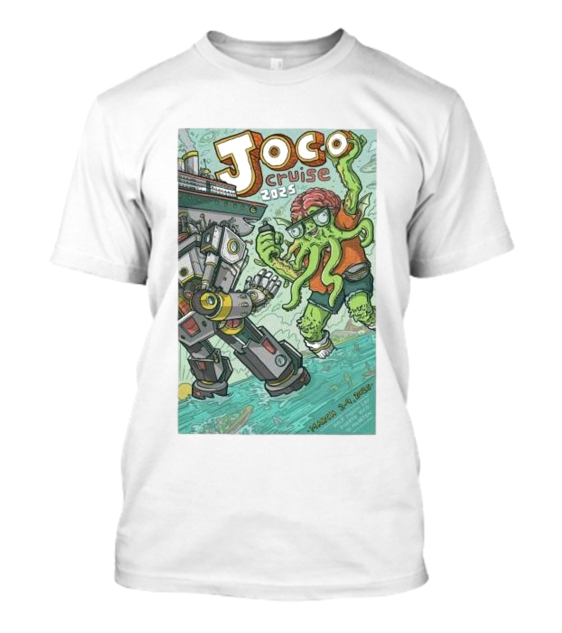 Joco Cruise 2025 Fort Lauderdale Robot Vs. Tentacle Monster March 2-9 T-Shirt