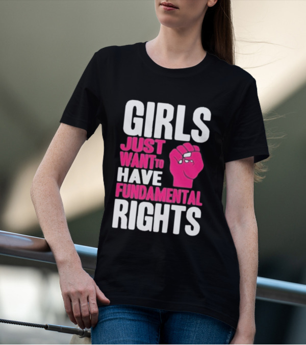 Cyndi Lauper Girls Just Want To Have Fundamental Rights Raised Fist Empowerment T-Shirt
