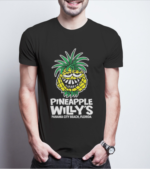 Pineapple Willy's Panama City Beach Florida Smiling Pineapple Face T-Shirt