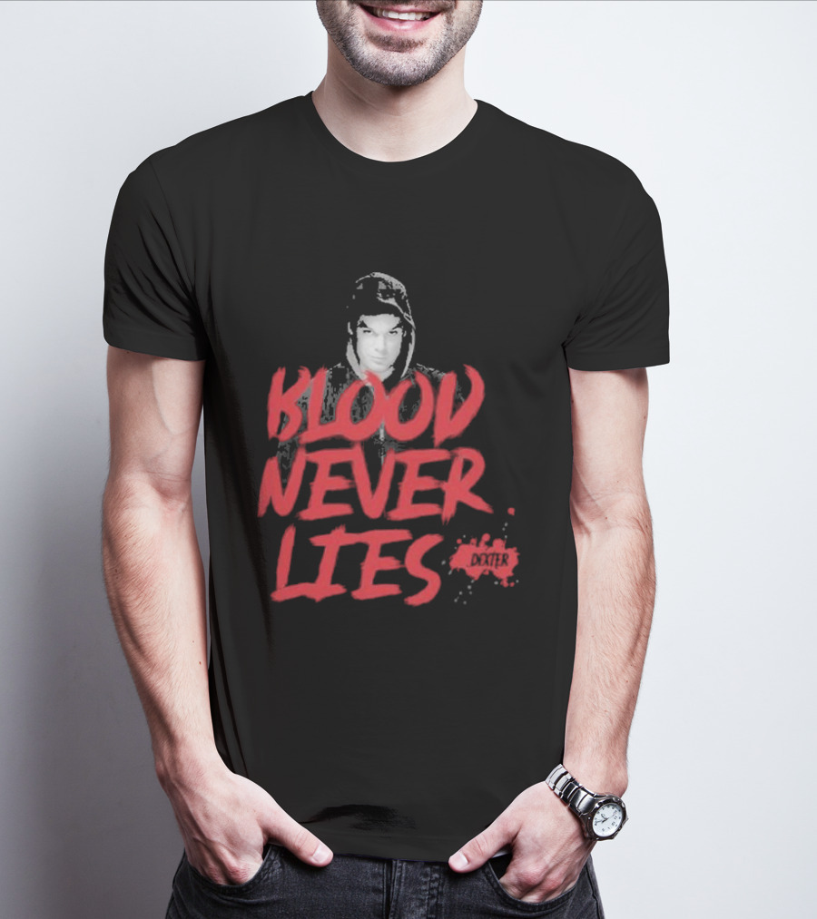 Dexter Blood Never Lies Hoodie Portrait Spatter T-Shirt