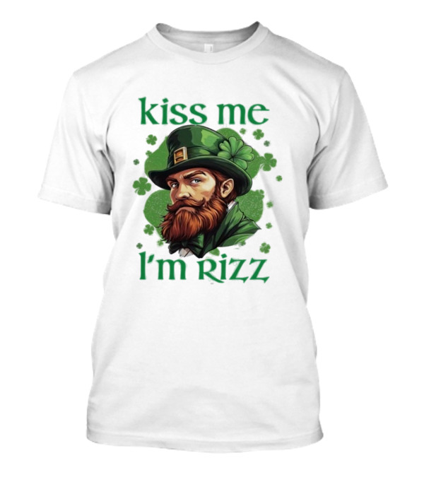 Kiss Me I'm Rizz St Patrick's Day Leprechaun Hat Shamrocks T-Shirt