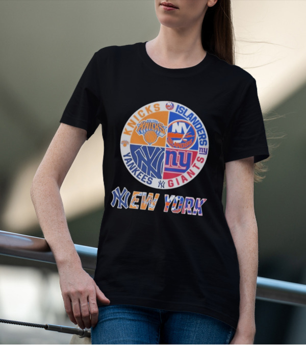 New York Knicks Islanders Yankees Giants Sports Fan Collection T-Shirt