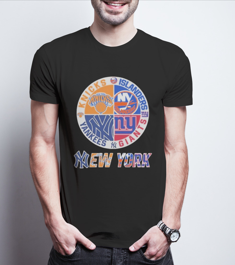 New York Knicks Islanders Yankees Giants Sports Fan Collection T-Shirt